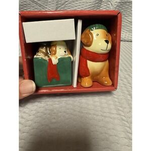 Pfaltzgraff Collectibles 2 Piece Puppy And Present Salt And Pepper Shaker. 4 In‎